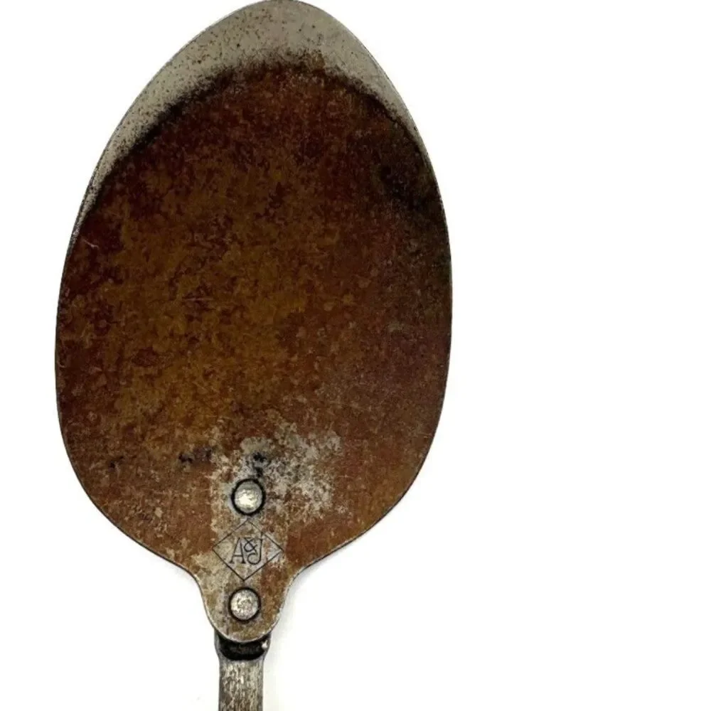 Vintage A&J Green Wood Handle Serving Spoon Primitive Kitchen Utensil 11.5